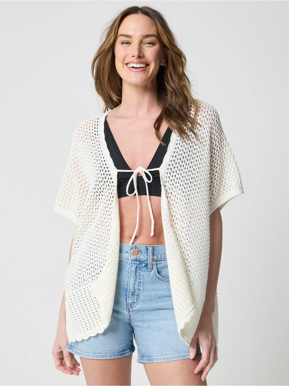 J Crew Factory Crochet tie-front beach cover-up